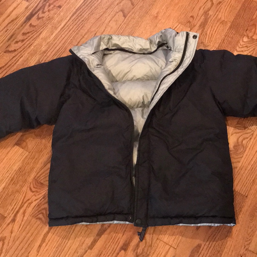 black or silver reversible down jacket